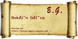 Bokán Géza névjegykártya